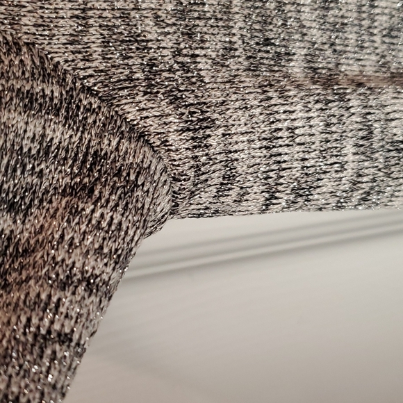 Anthropologie NWT Sparkly Grey Sweater Top with Black Lace Trim! ❤❤❤ - Picture 7 of 16